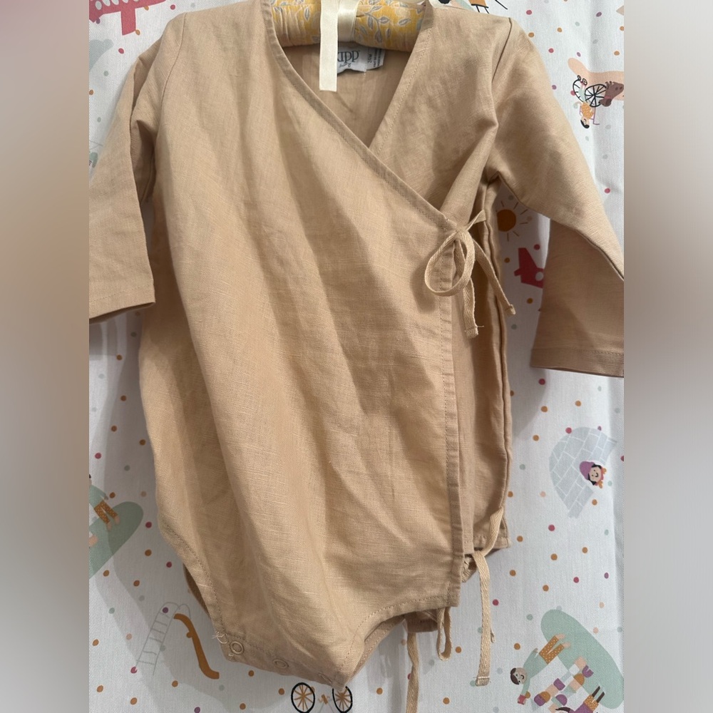 Linen baby romper